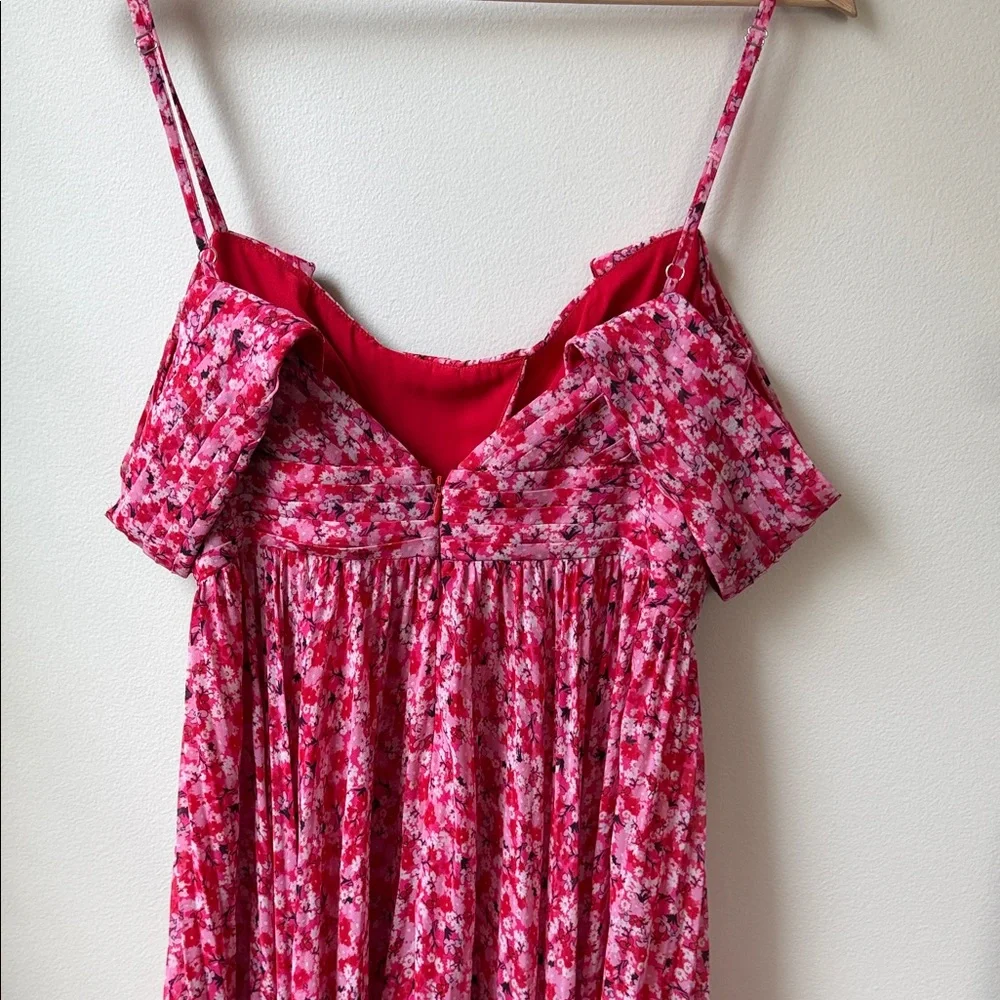 Pink Floral Maxi Dress with Ruffle Bodice - Picture 8 of 9